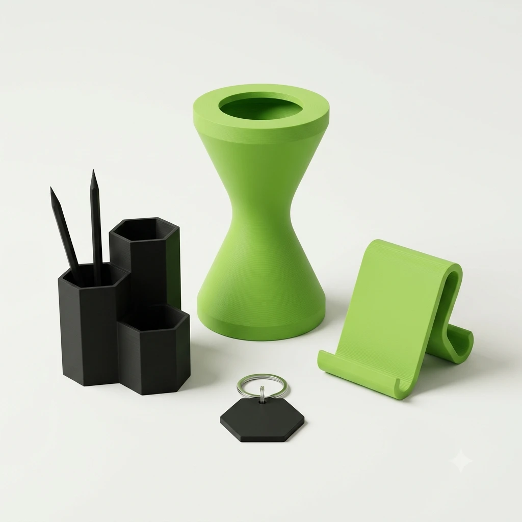 Vaso, organizador, suporte de celular e chaveiro impressos em 3D
